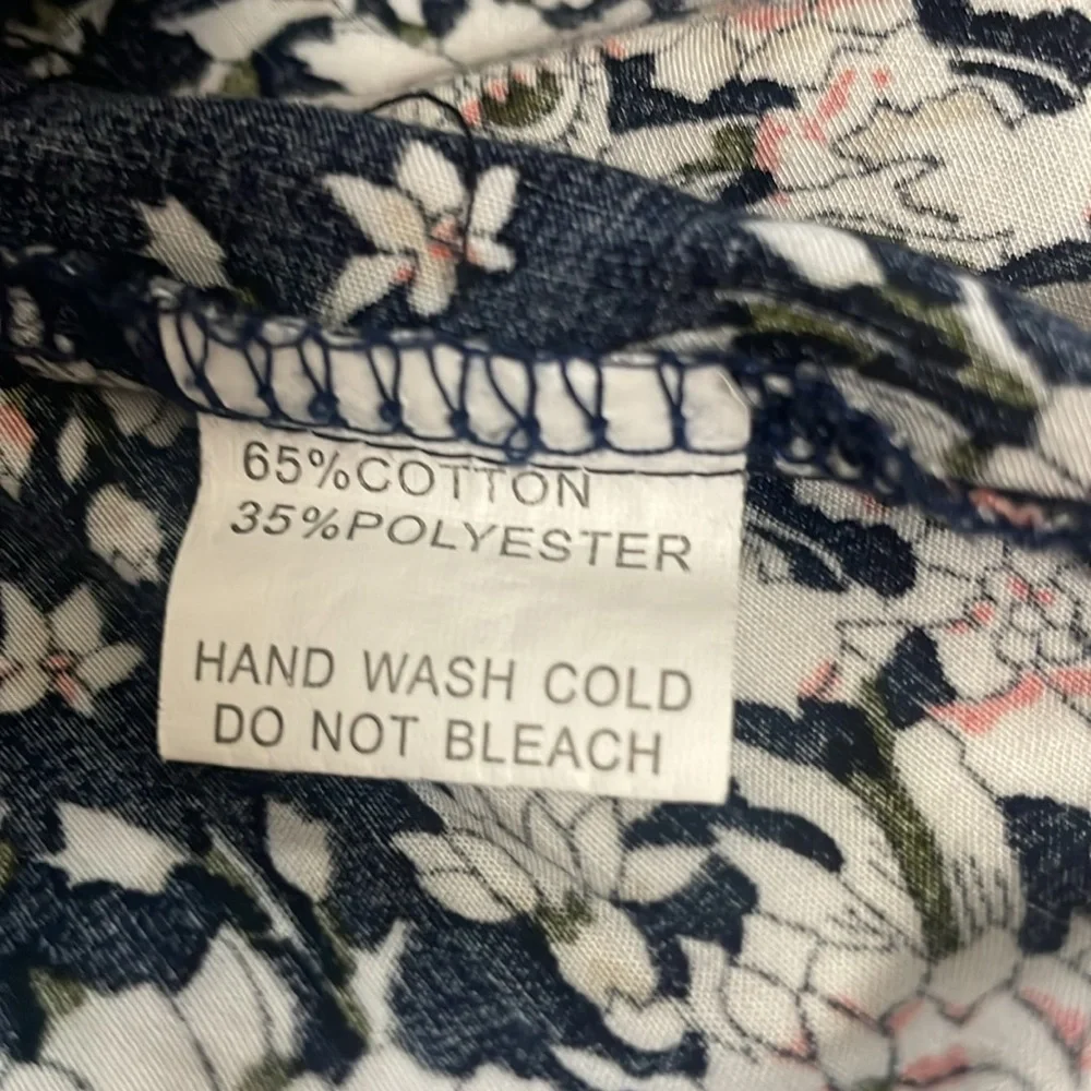 Universal Fashion Top Womens Small Blue White Boho Floral Pullover Blouse - Picture 5 of 10